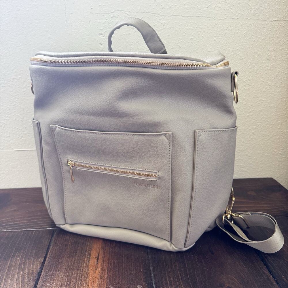 Fawn Design The‎ Original Diaper Bag Vegan Leather Convertible NWOT Gray